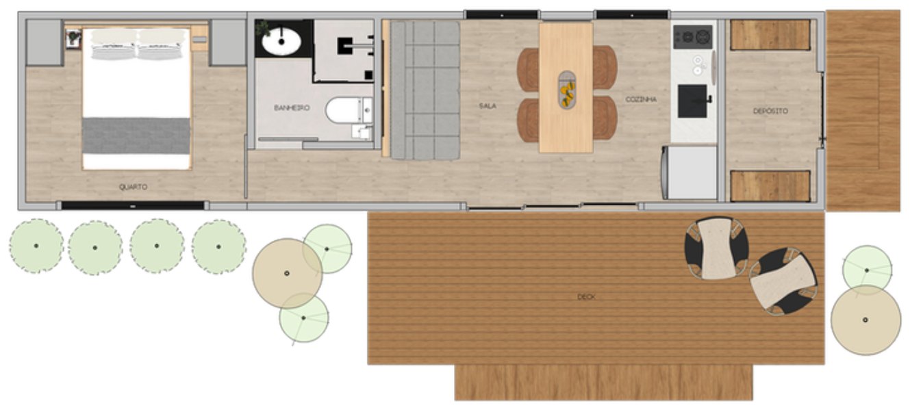 Linha conforto — planta baixa humanizada com quarto separado